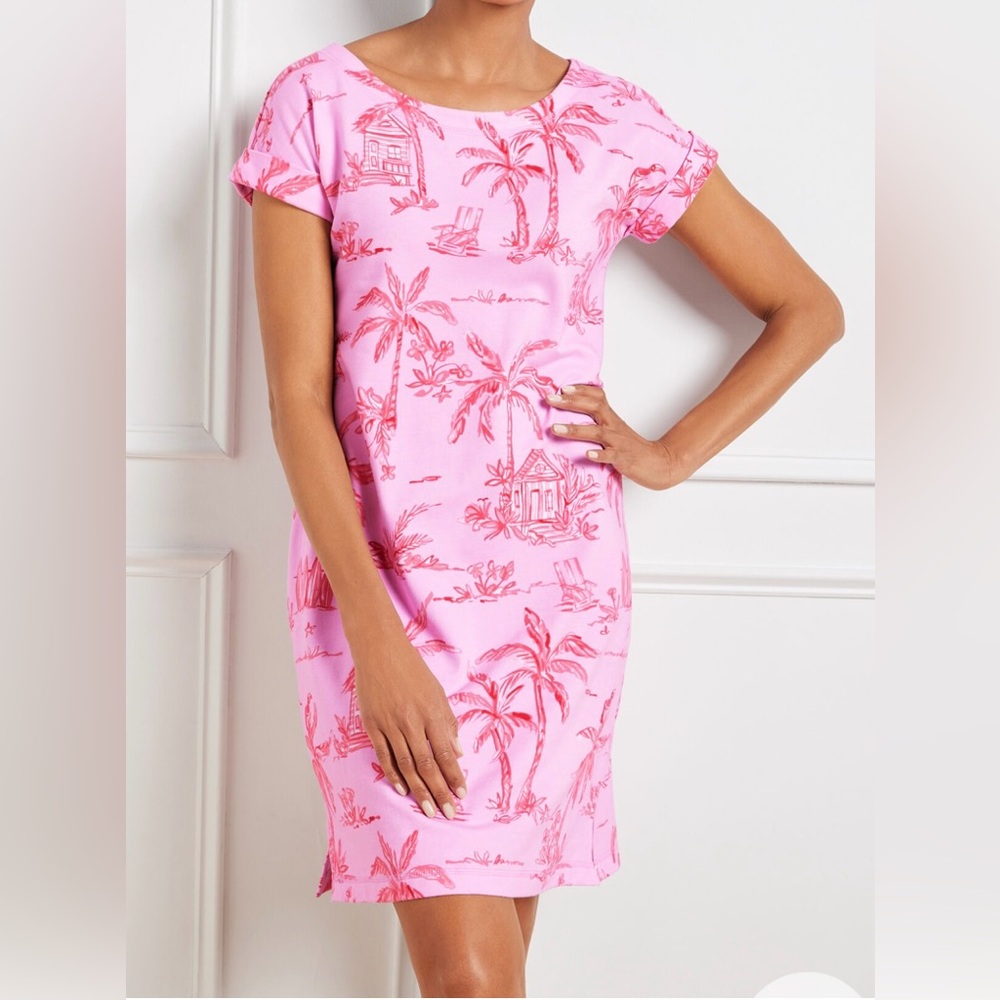 TALBOTS COTTON FRENCH TERRY
TIE BACK DRESS - BEACH
VILLA PRINT, Sz MP •NWOT•